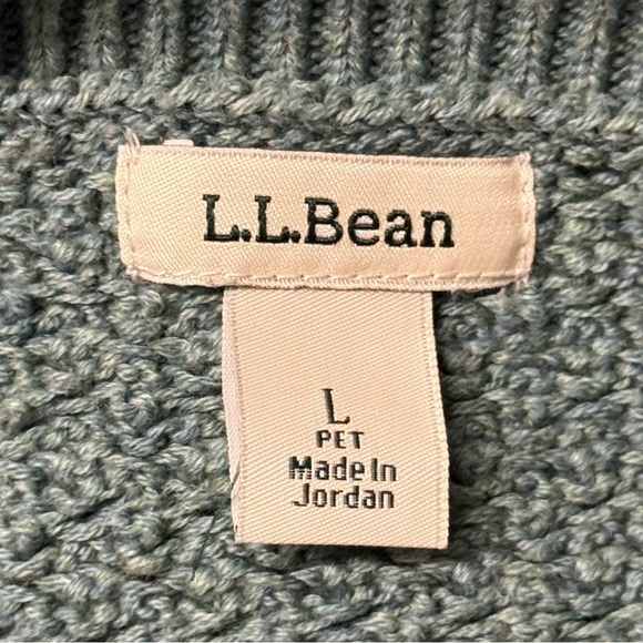 LL Bean Basketweave Sweater Boatneck Green - Picture 4 of 6